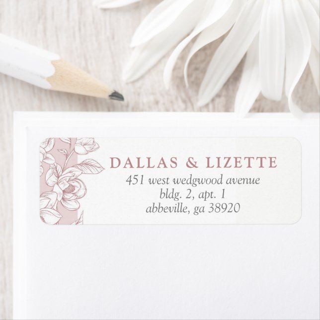 Southern Magnolia Blossom Botanical Return Address Label (Insitu)