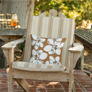 Southern Magnolia Blossoms White Floral Outdoor Pillow