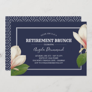 Southern Magnolia Blue Retirement Brunch Invitation