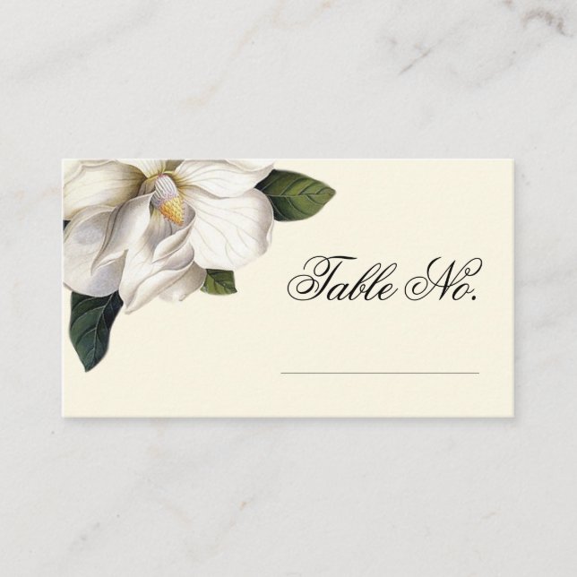 Southern Magnolia Botanical Wedding Escort Cards (Front)