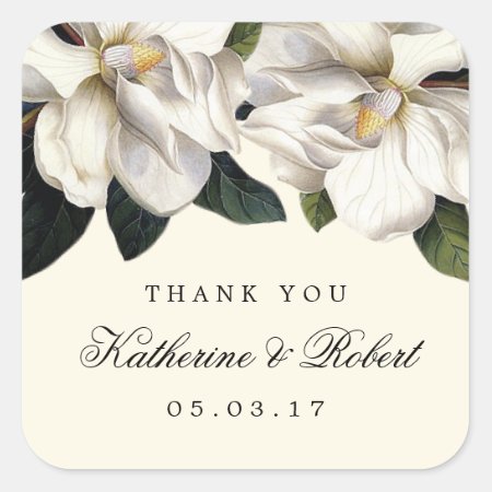 Southern Magnolia Botanical Wedding Favor Stickers