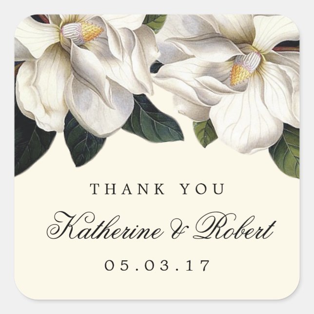 Southern Magnolia Botanical Wedding Favor Stickers (Front)