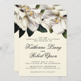 Southern Magnolia Botanical Wedding Invitation