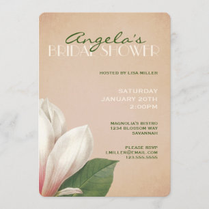 Southern Magnolia Bridal Shower Rustic Blush Invitation