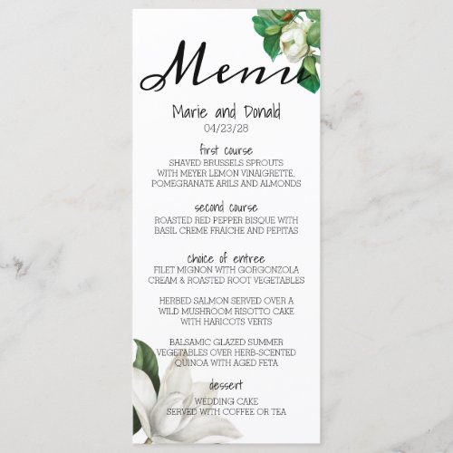 Southern Magnolia Flower Menu