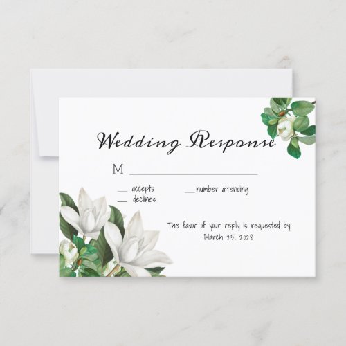 Southern Magnolia Flower RSVP Card