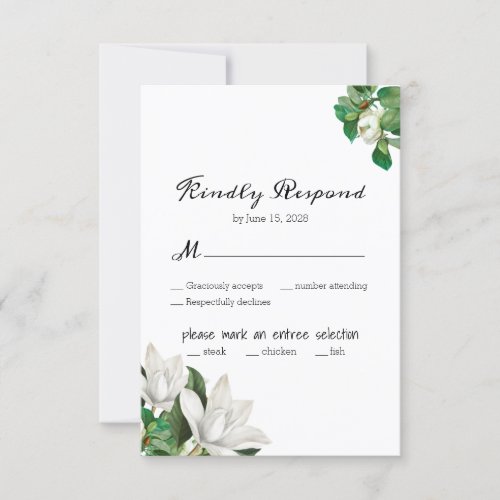 Southern Magnolia Flower RSVP Card