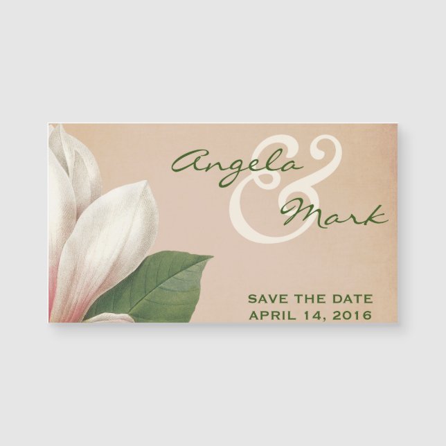 Southern Magnolia Flower Save Date | Antique Blush (Front)