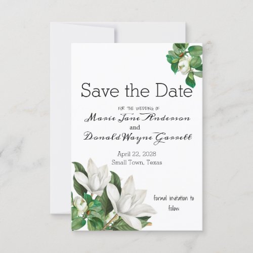 Southern Magnolia Flower Save The Date