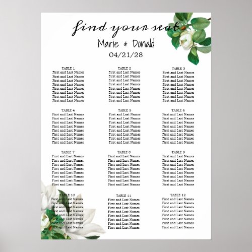 Southern Magnolia Flower Seating Chart