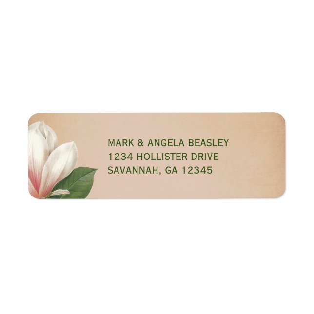 Southern Magnolia Flower Wedding | Antique Blush Label (Front)