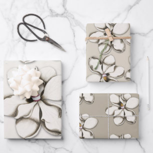 Southern Magnolia Flowers Patterned All Occasion Wrapping Paper Sheets