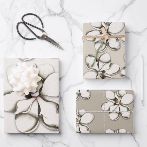 Southern Magnolia Flowers Patterned All Occasion Wrapping Paper Sheets