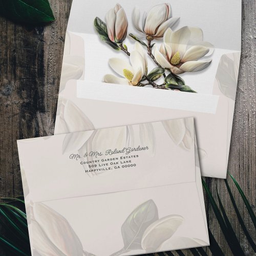 Southern Magnolia Flowers Wedding Event Envelope