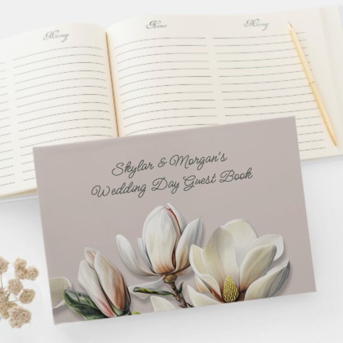 Southern Magnolia Flowers Wedding Guest Book