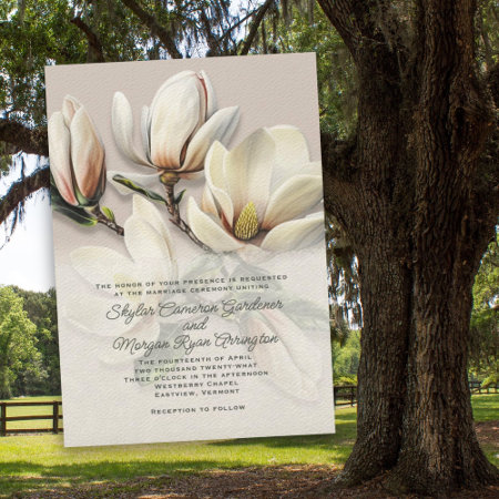 Southern Magnolia Flowers Wedding Invitation