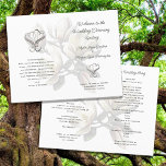 Southern Magnolia Folded Wedding Program Template<br><div class="desc">Folded wedding program template with magnolia flowers background.  Entwined hearts decorate the front,  beneath the names,  and on the last page above the "thank you" message to guests.  The southern magnolia is a big,  white flower and this design is perfect for any couple marrying in the south.</div>