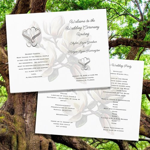 Southern Magnolia Folded Wedding Program Template