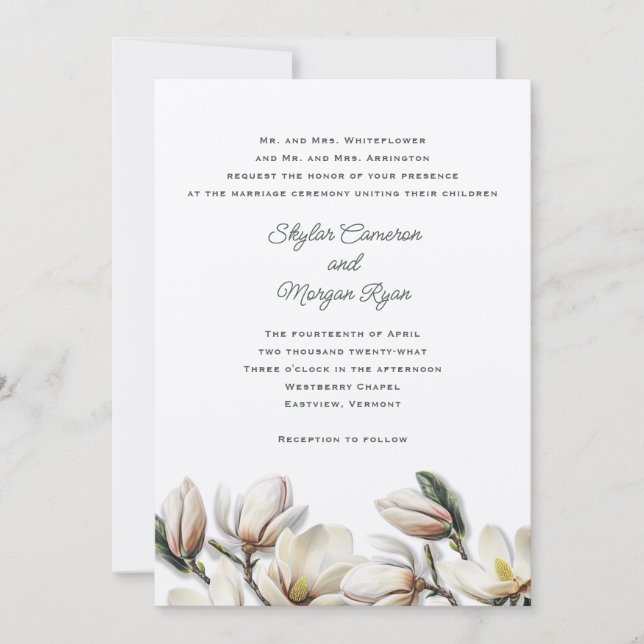 Southern Magnolia Wedding Parents Inviting Invitation (Front)