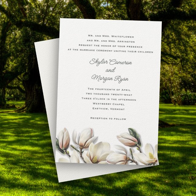Southern Magnolia Wedding Parents Inviting Invitation (Creator Uploaded)