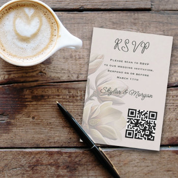 Southern Magnolia Wedding Qr Code Rsvp Cards by sandpiperWedding at Zazzle
