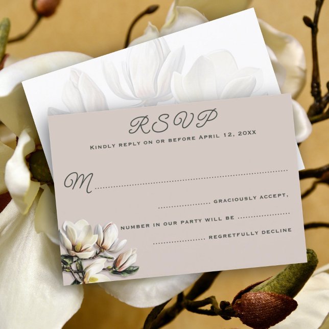 Southern Magnolia Wedding Reply Card Enclosure  (Creator Uploaded)