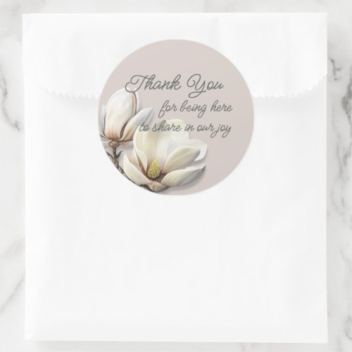 Southern Magnolia Wedding Thank You  Classic Round Sticker