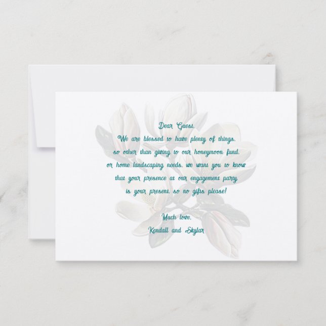 Southern Magnolia Wedding Wishing Well Message Note Card (Front)