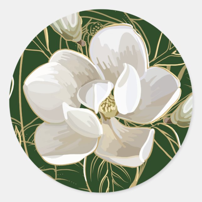 Southern Magnolias Christmas Classic Round Sticker (Front)
