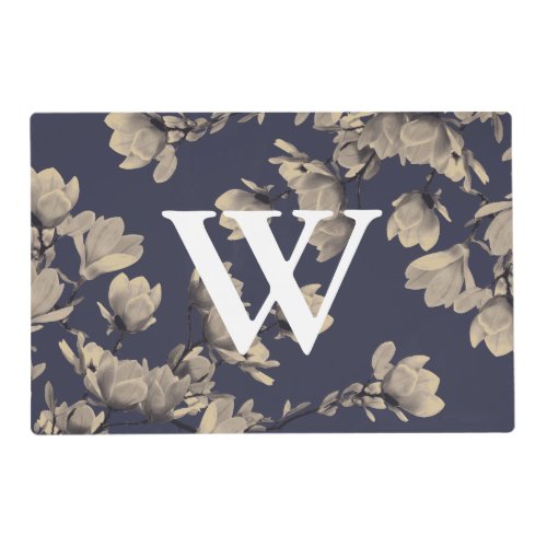 Southern Magnolias  Midnight Blue Initial Letter Placemat