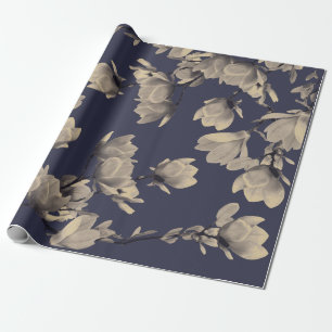 Southern Magnolias & Midnight Blue Wrapping Paper