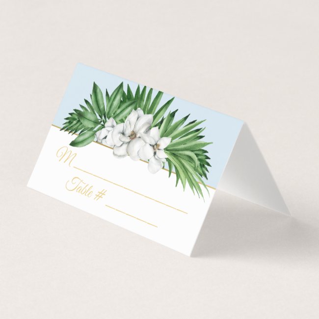 Southern Magnolias Wedding Place Cards Blue