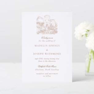 Southern Manor Custom Luxe Wedding Letterpress Invitation
