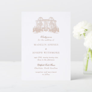 Southern Manor Luxe Wedding Letterpress Invitation