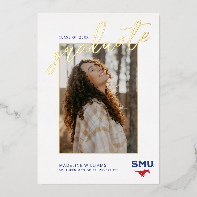 Southern Methodist University Graduation Foil Invitation (Front)