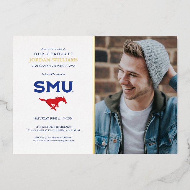 Southern Methodist University Graduation Foil Invitation (Front)