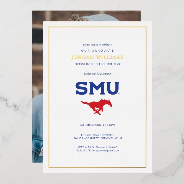Southern Methodist University Graduation Foil Invitation (Front/Back)