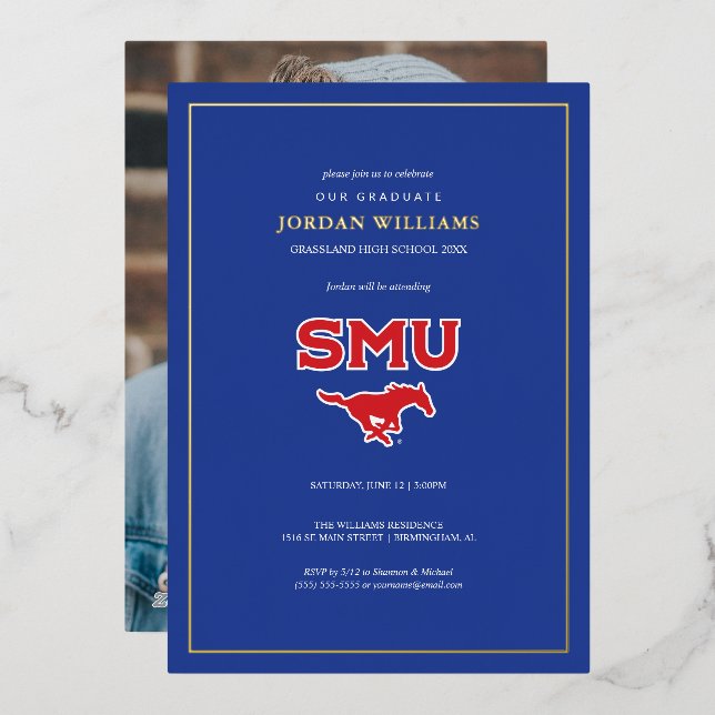 Southern Methodist University Graduation Foil Invitation (Front/Back)