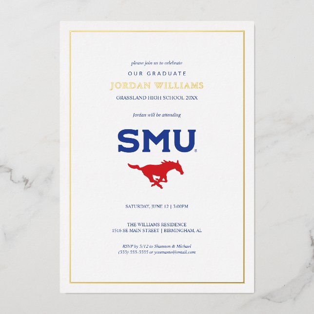 Southern Methodist University Graduation Foil Invitation (Front)