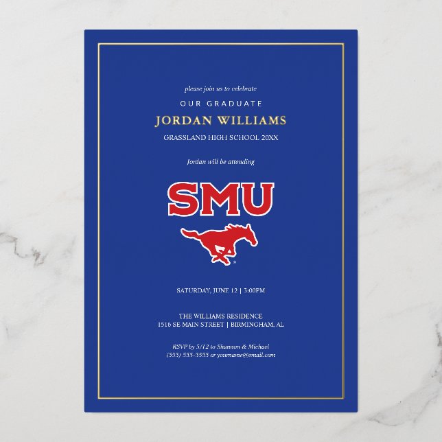 Southern Methodist University Graduation Foil Invitation (Front)