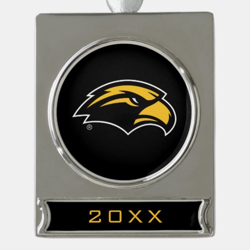 Southern Mississippi Eagle Logo Silver Plated Banner Ornament