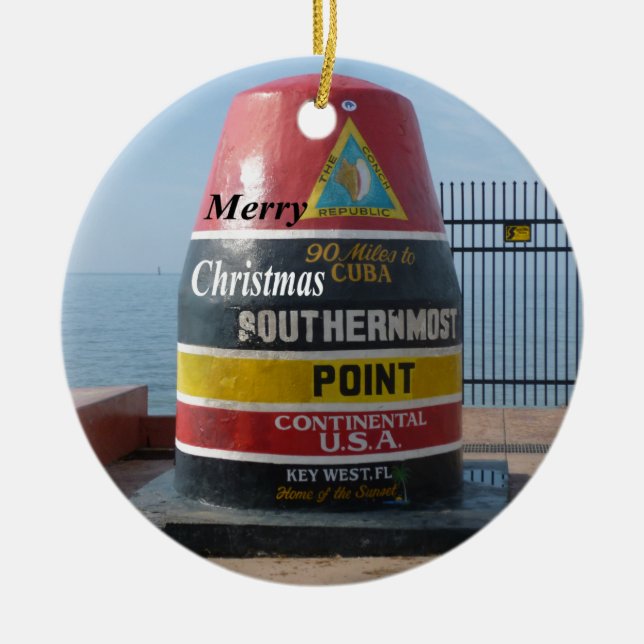 Southern Most Marker Ceramic Ornament (Front)