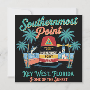 Southern Most Point Key West Retro Tropical Vibe Invitation