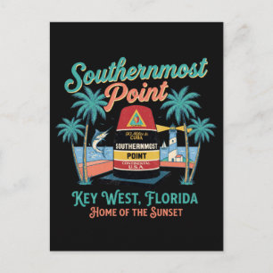 Southern Most Point Key West Retro Tropical Vibe Postcard