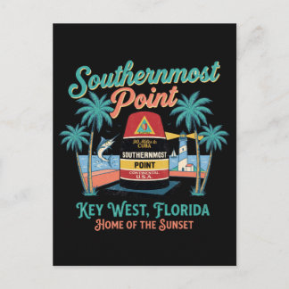 Southern Most Point Key West Retro Tropical Vibe Postcard