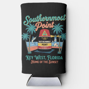 Southern Most Point Key West Retro Tropical Vibe Seltzer Can Cooler