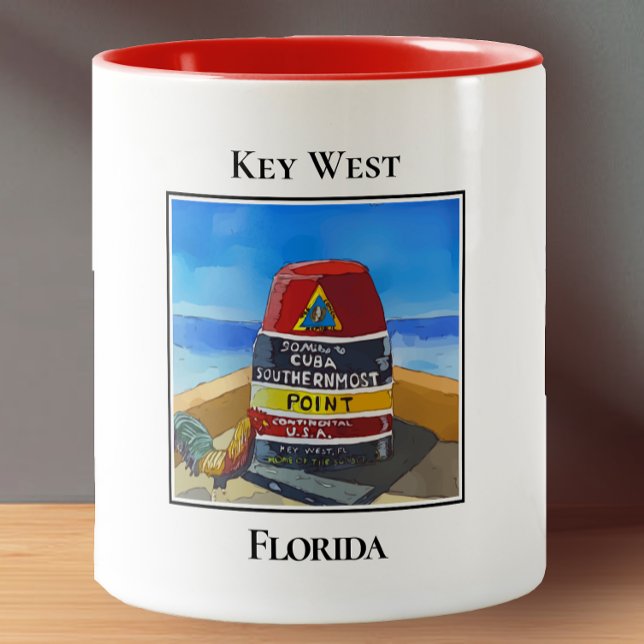 Southern Most Point Marker, Key West Florida Two-Tone Coffee Mug (Creator Uploaded)