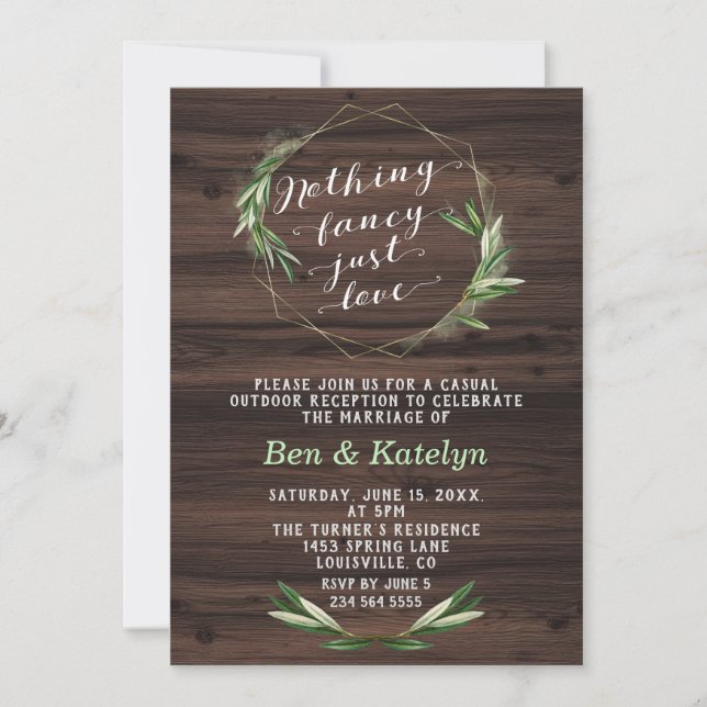 Southern Nothing Fancy Just Love Elopement Invitation (Front)