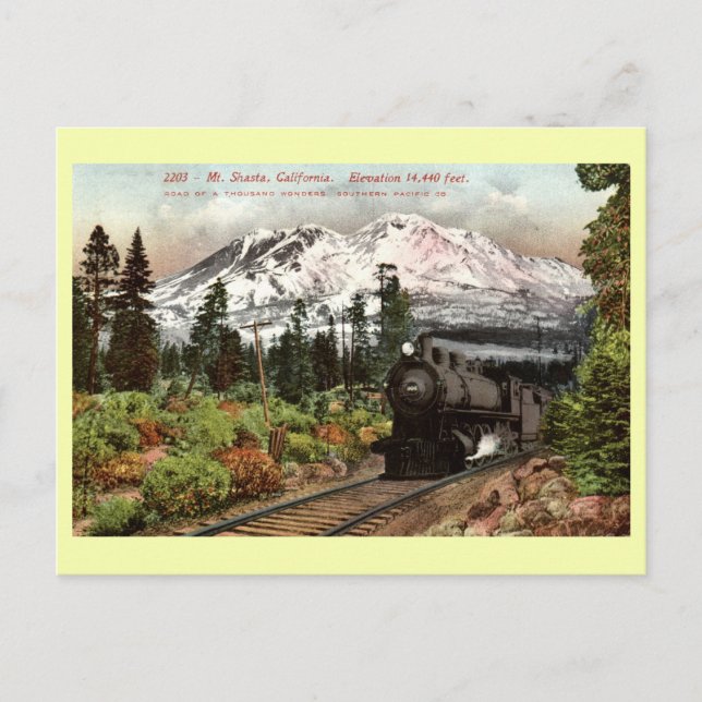 Southern Pacific Mt. Shasta 1912 Vintage Postcard (Front)
