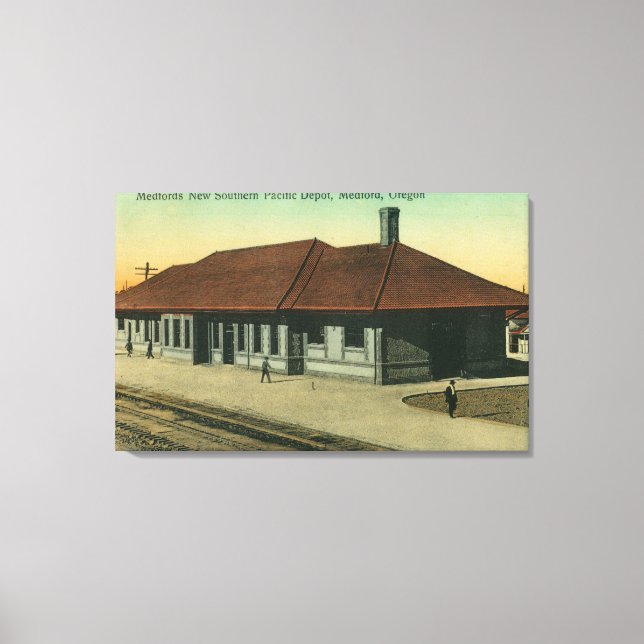 Southern Pacific Railroad Depot in Medford, OR Canvas Print (Front)
